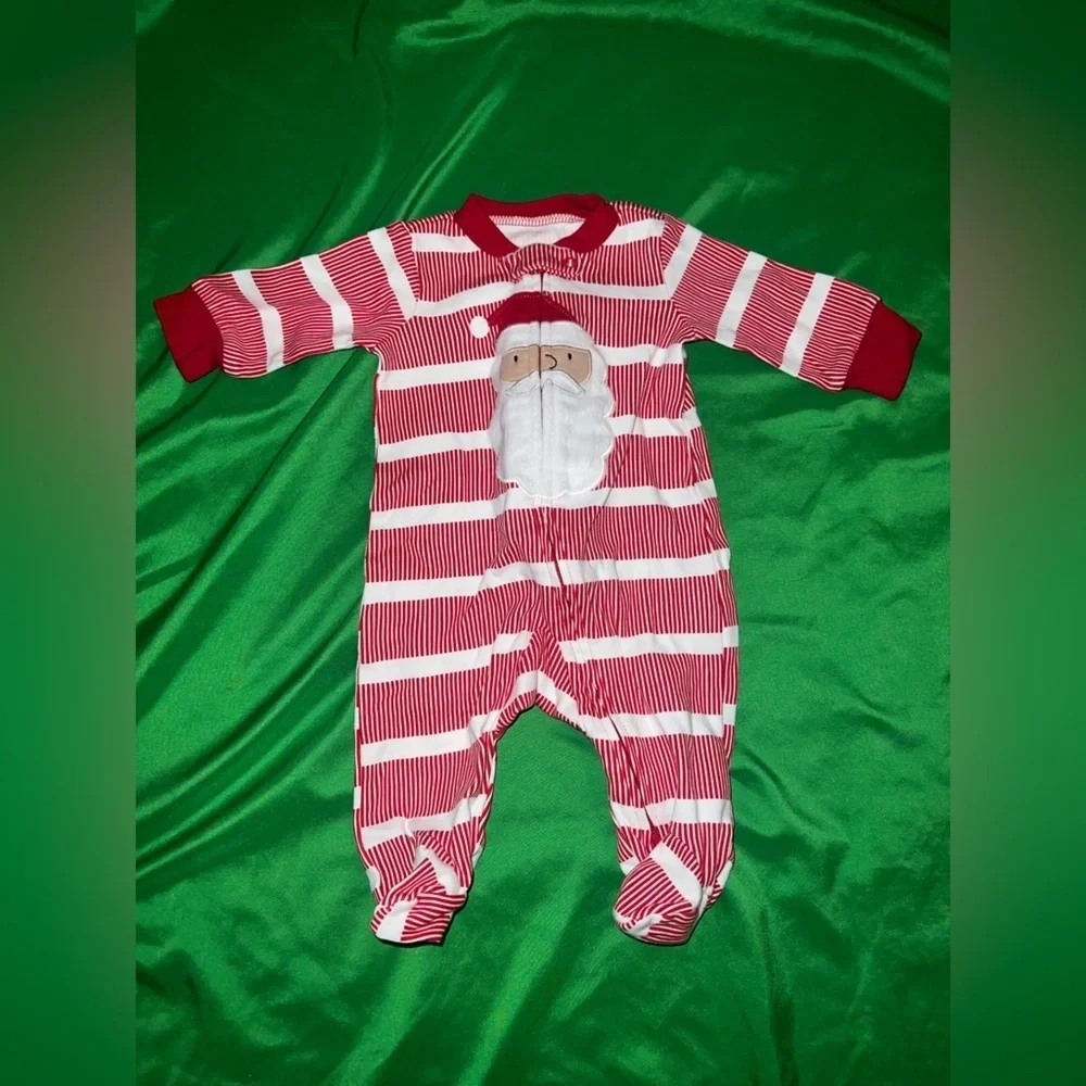 Carter's Festive Red and White Striped Footie 3 Months